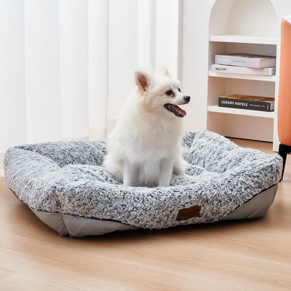 Swirl Rose Velvet Dog & Cat Bed with Removable Cushion